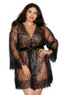Dreamgirl Plus Size Romantic Lace Long-Sleeved Kimono Robe