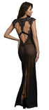 Dreamgirl Sheer Mesh And Scalloped Lace Full Length Gown