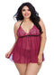 Dreamgirl Plus Size Stretch Lace Babydoll With Lace Panty Set