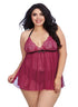 Dreamgirl Plus Size Stretch Lace Babydoll With Lace Panty Set