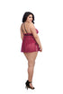 Dreamgirl Plus Size Stretch Lace Babydoll With Lace Panty Set