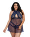 Dreamgirl One Size Queen Stretch Lace And Mesh Babydoll
