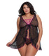 Dreamgirl Plus Size 2 Piece Stretch Mesh Babydoll And Matching G-String Set