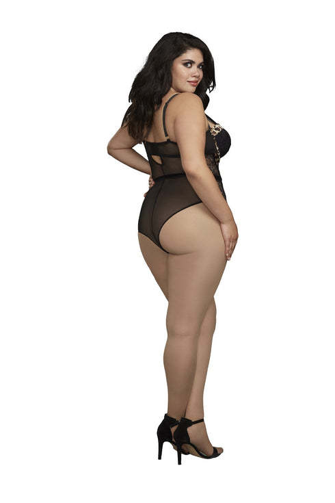 Dreamgirl Plus Size Stretch Lace And Mesh Teddy