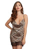 Dreamgirl Animal Printed Silky Satin Chemise With T-Back Strap