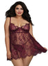 Dreamgirl Plus Size Lace Babydoll And Skirt Set
