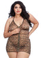 Dreamgirl Plus Size Leopard Stretch Mesh Chemise