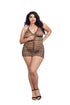 Dreamgirl Plus Size Leopard Stretch Mesh Chemise