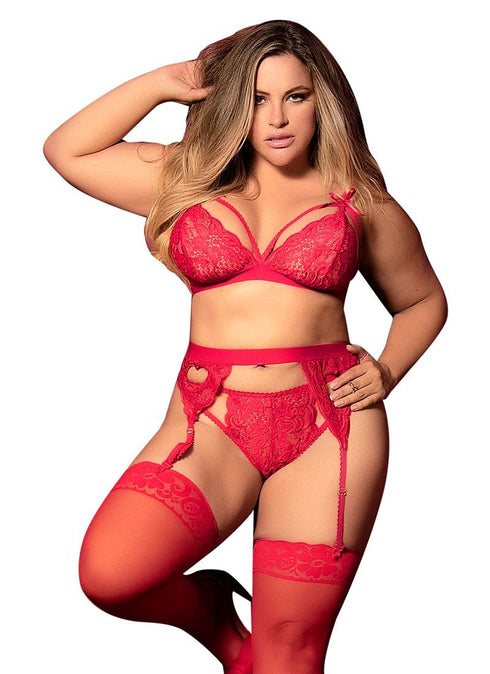 Mapale Plus Size Three Piece Garters Set