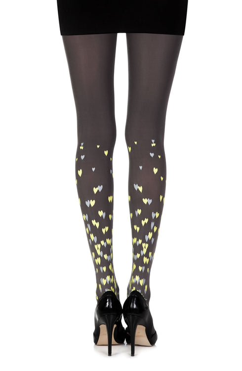 Zohara "Queen Of Hearts" Black Print Tights
