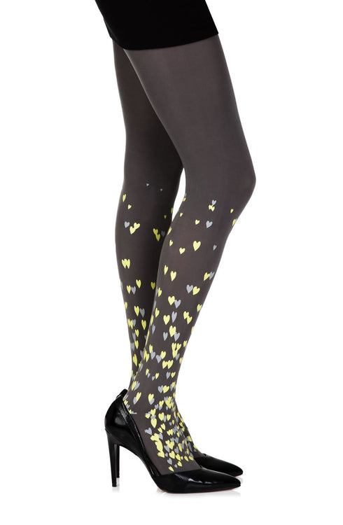 Zohara "Queen Of Hearts" Black Print Tights