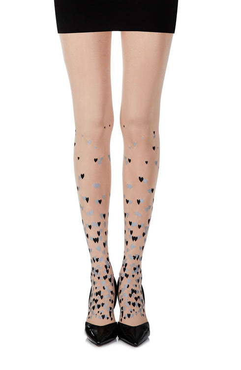 Zohara "Queen Of Hearts" Black Print Tights