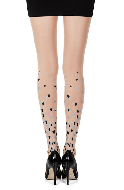 Zohara "Queen Of Hearts" Black Print Tights