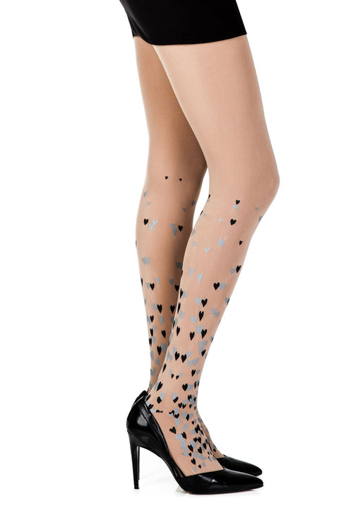Zohara "Queen Of Hearts" Black Print Tights