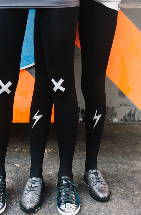 Zohara "Electric Feel" Silver Print Tights